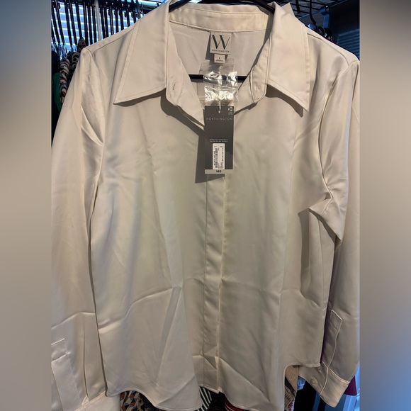 Worthington Blouse Large Solid White - Picture 2 of 4